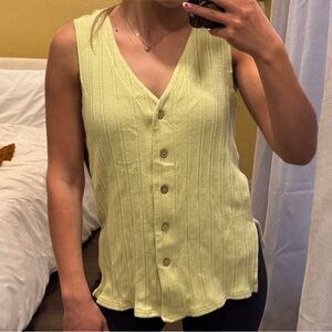 Free People Beach Ribbed Knit Vest Tank - Green